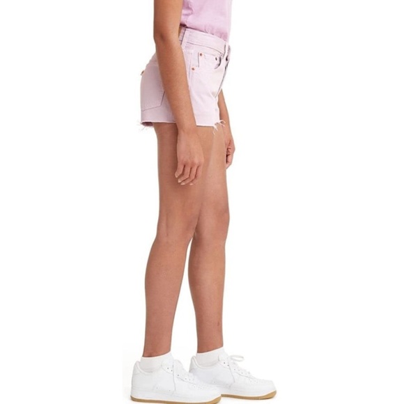 Levi’s 501 Shorts High Rise Cutoffs Denim 100% Cotton Washed Lilac Size 32 - Picture 3 of 15